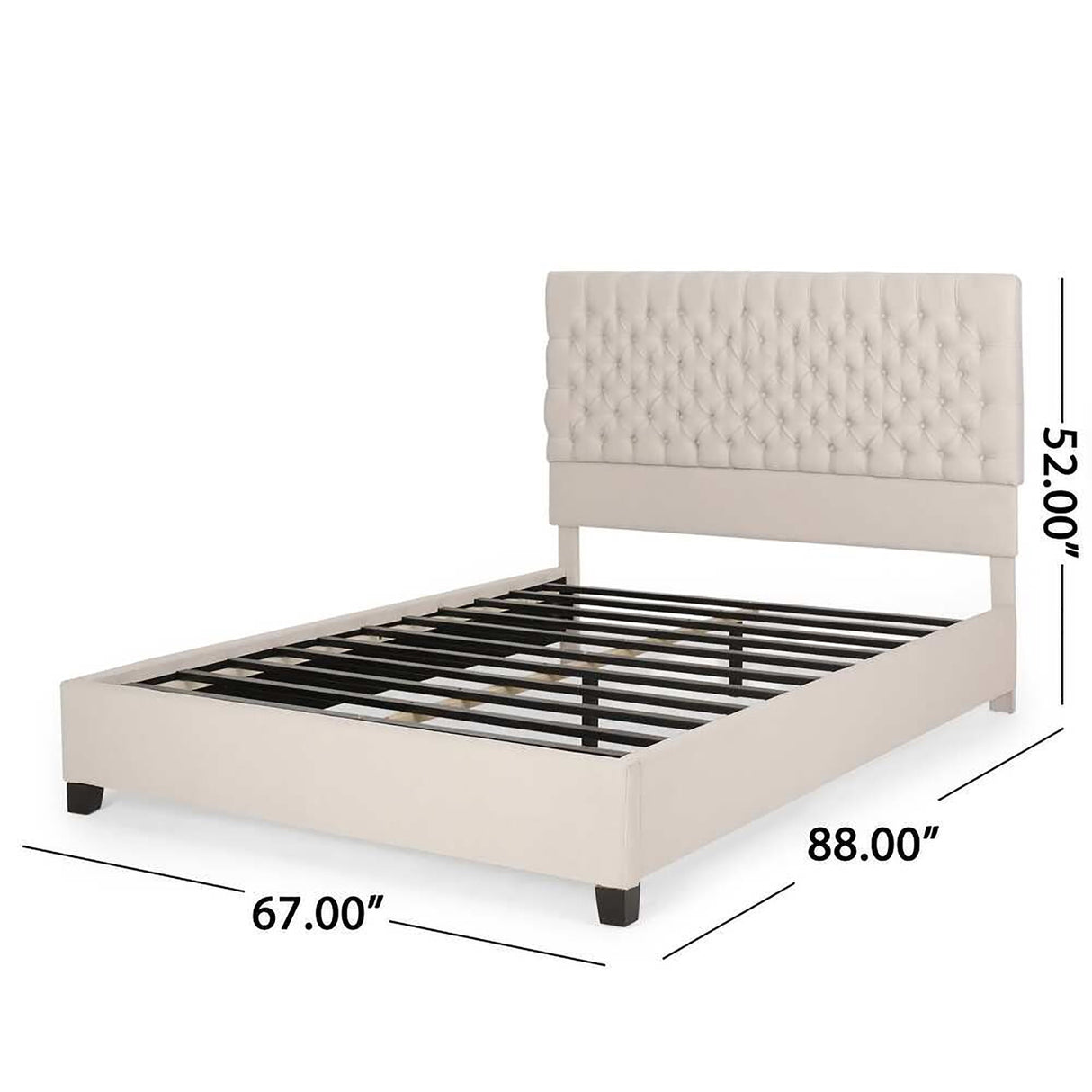 Cumulus Fully Upholstered Fabric Queen Bed Set - Ivory