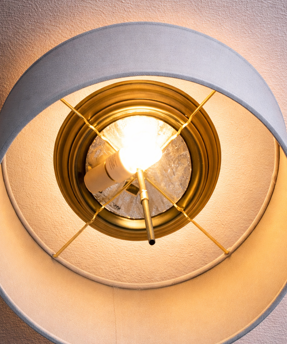 18"W Moderne Flush Mount Conversion Kit Textured Oatmeal Shallow Drum Lampshade