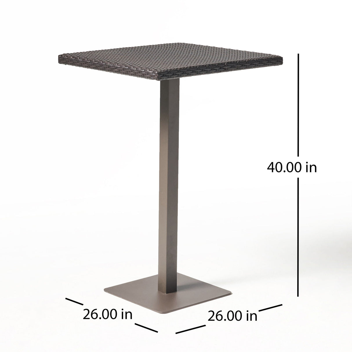 Outdoor Square Rattan Bar Table with Iron Frame - Multi Brown