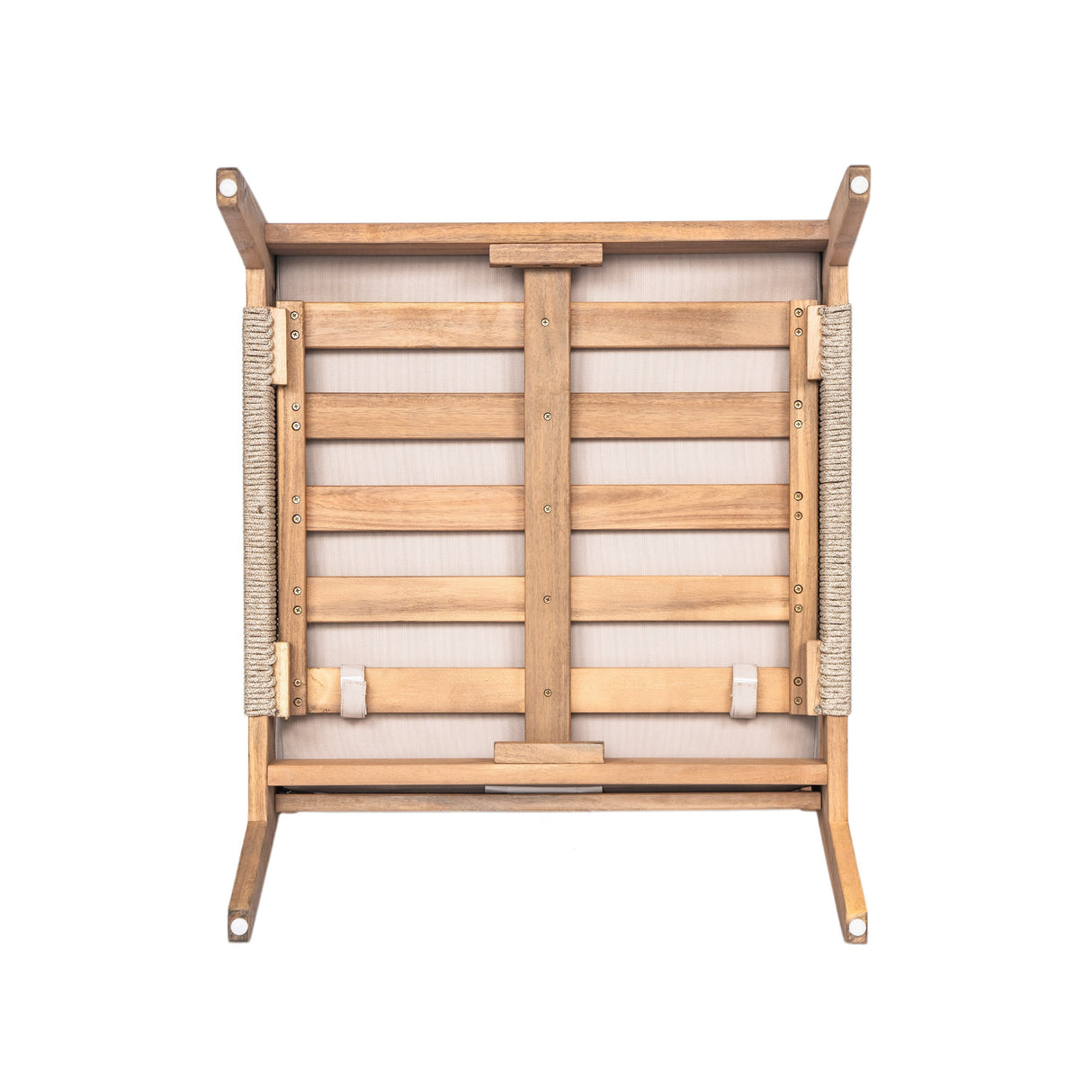 Outdoor Acacia Wood and Rope Patio Chair with Cushions (Set of 2)