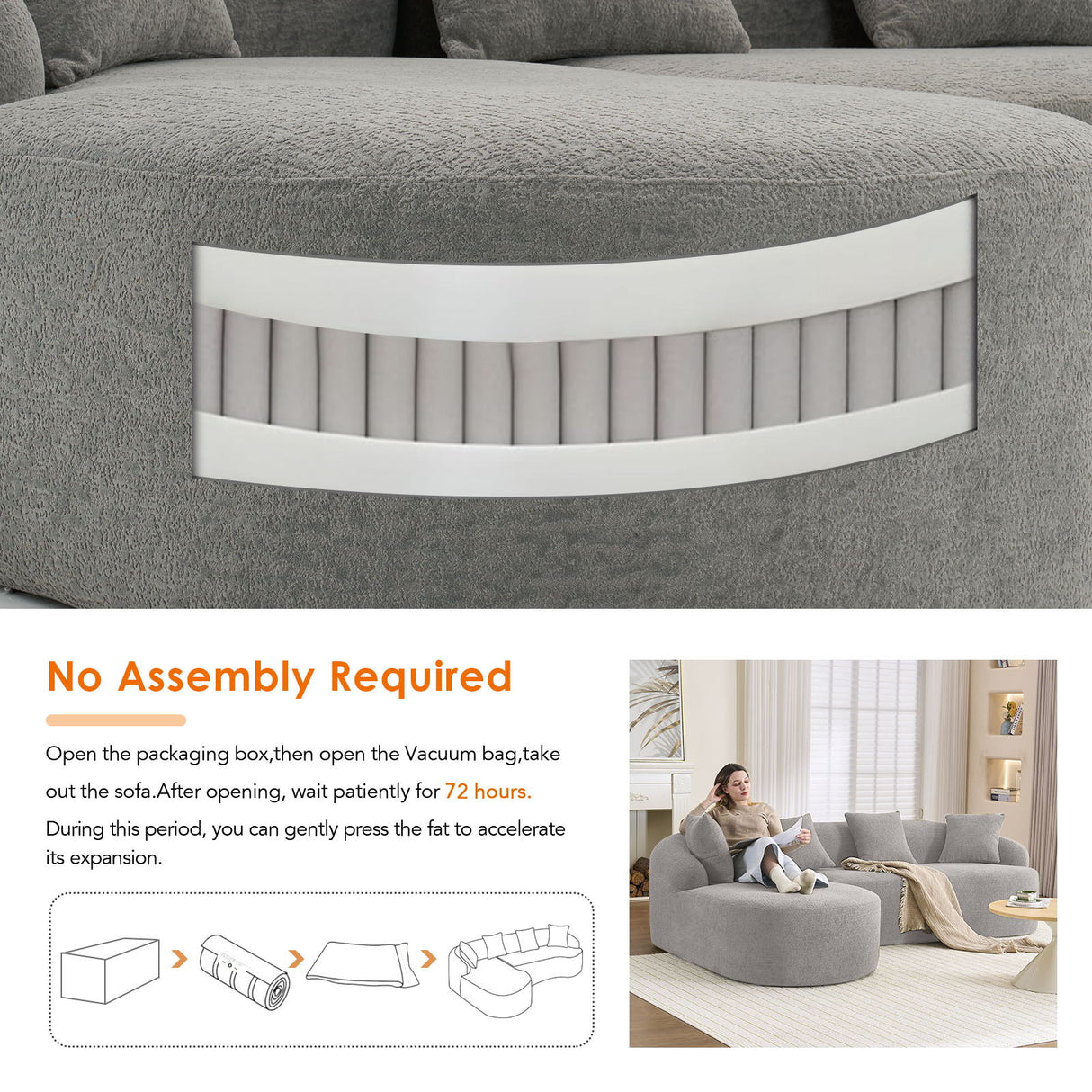 Combined Sofa With 4 Pillows