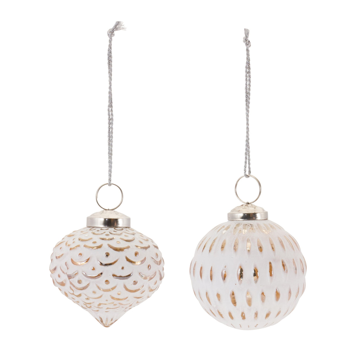 White Washed Glass Ornament (Set of 6)