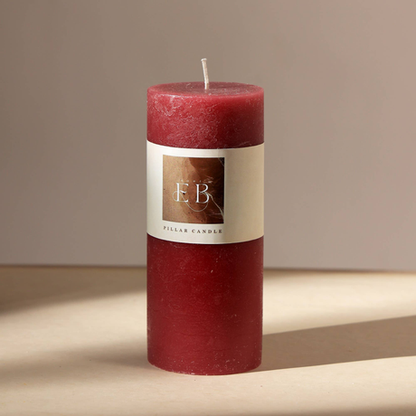 Rustic-Pillar-Candle-(3'-x-7')--Elegant-&-Long-Lasting-Wax-Candle-Wine-Red-