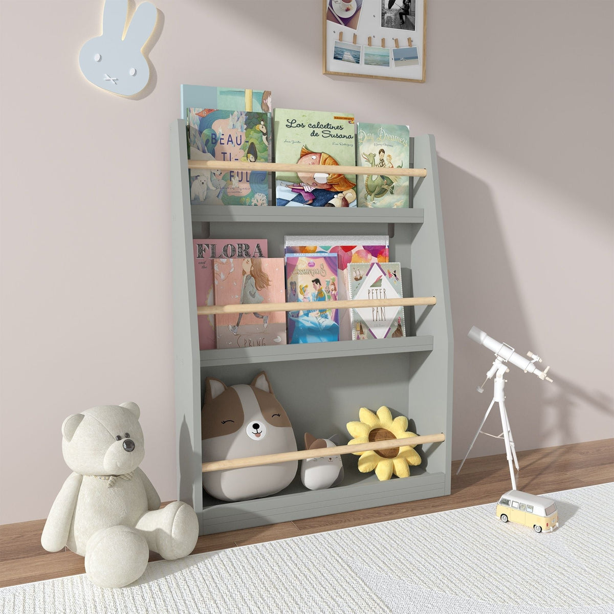 3 Tier Book Shelf with Compact Storage - Multiple Colors