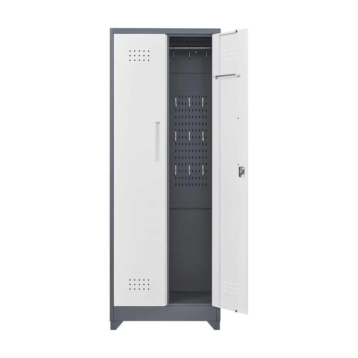 Lockers With Locking Doors, Adjustable Shelves, High Broom Tool Storage Cabinet
