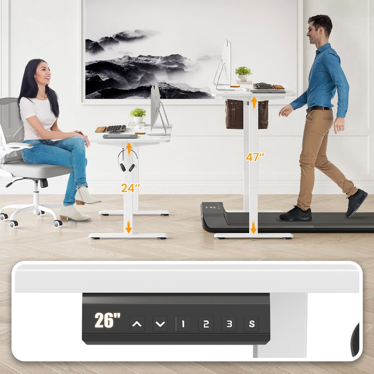 Stary Electric Standing Desk with Adjustable Height - Metal & Wood