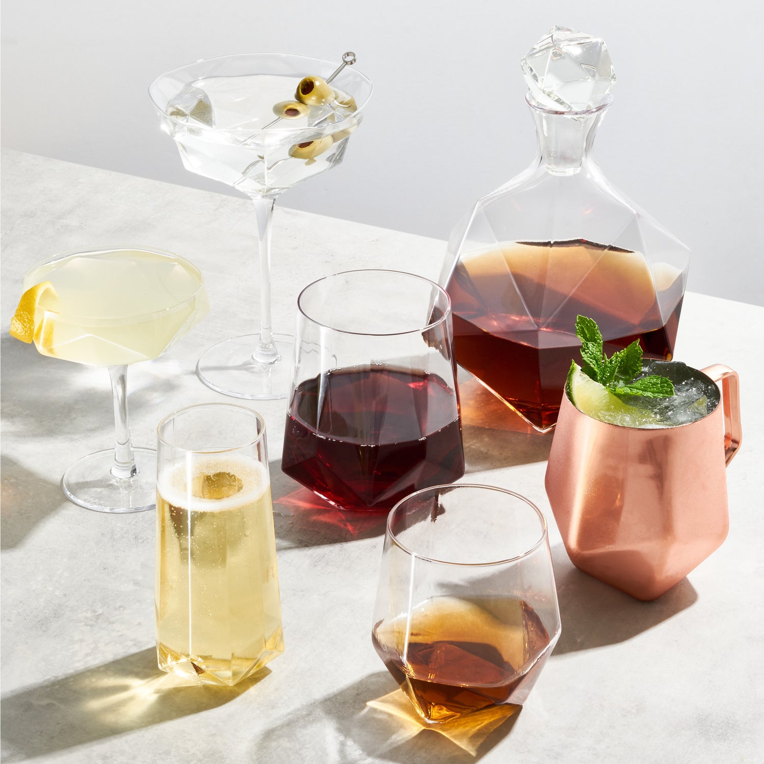 Seneca faceted crystal martini glasses viski®