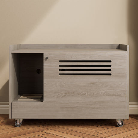 Gray-Cat-Litter-Box-Enclosure,Hidden-Litter-Box-Furniture-Litter-Box