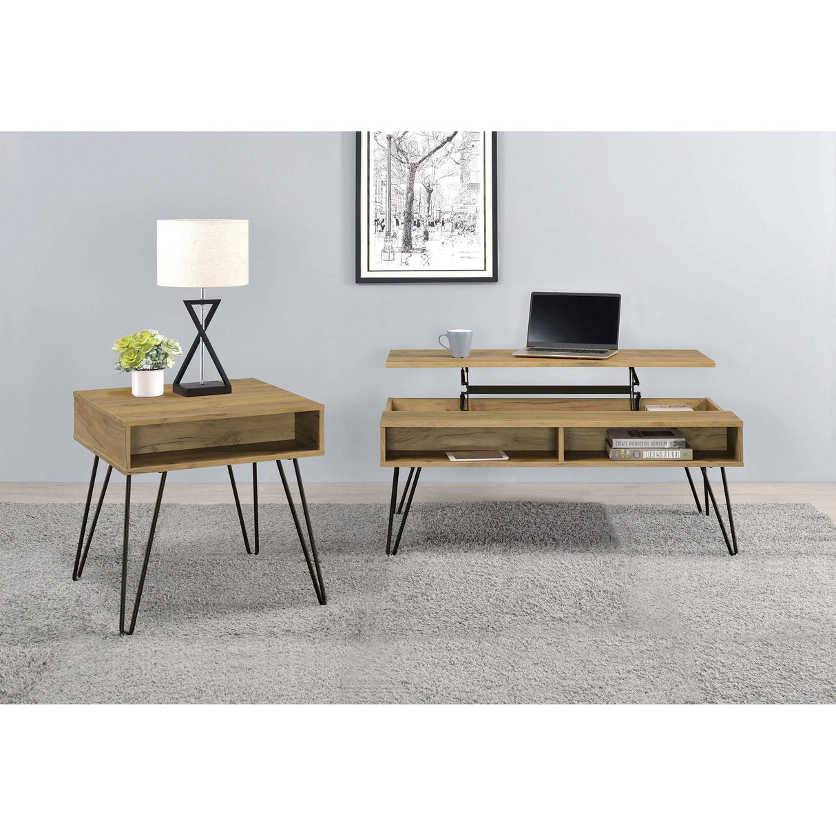 Amara - Lift Top Coffee Table With Hidden Storage - Oak