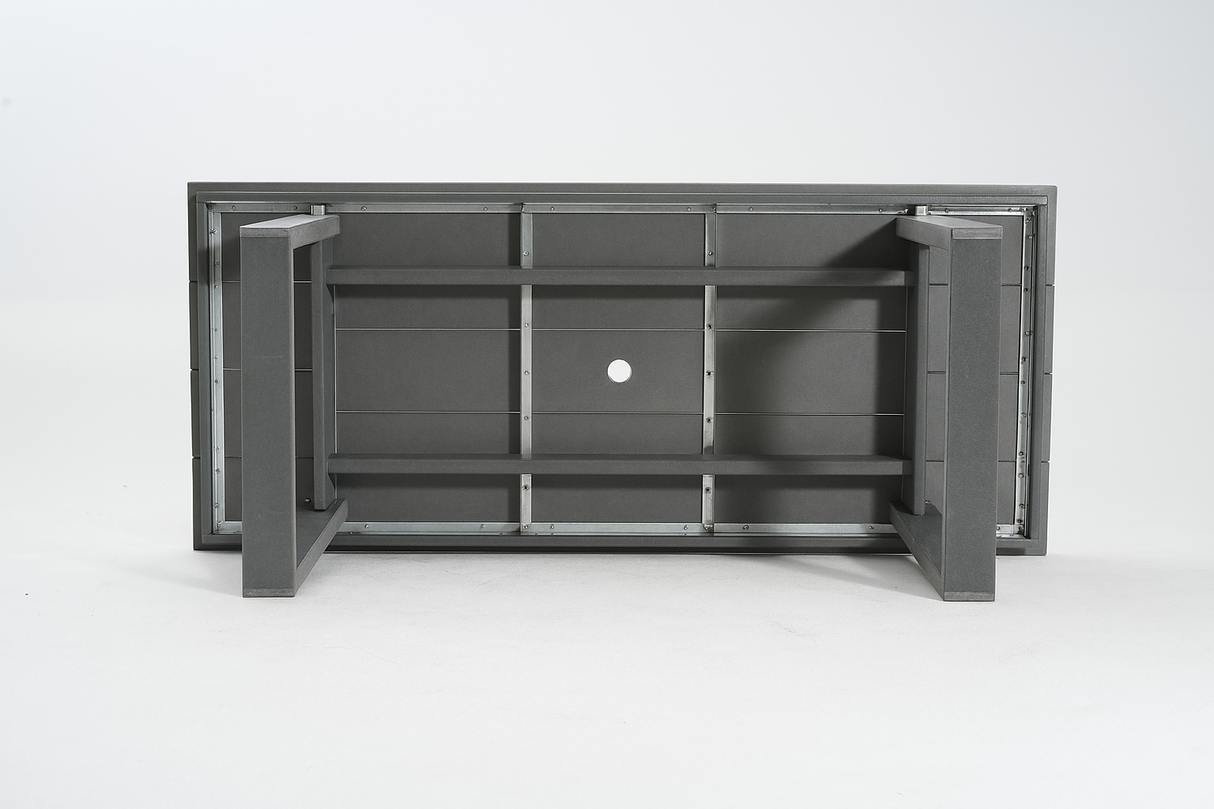 7-Piece HDPE Outdoor Dining Set for 6 – Weather-Resistant Patio Table with Umbrella Hole (Grey)