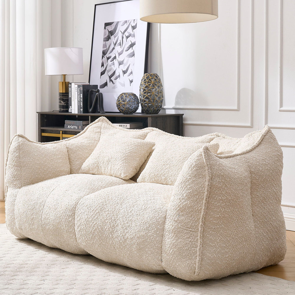 Comfortable Dual Beanbag Chair With High Resilience Foam Core For 2 People