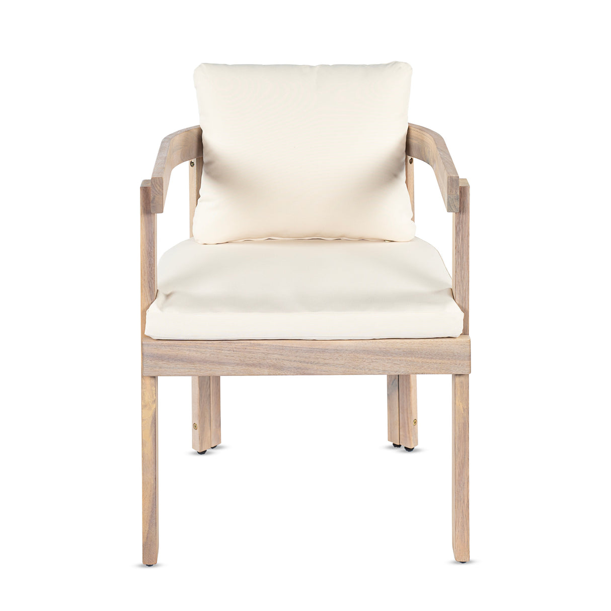 7 Pieces Acacia Wood Outdoor Dining Set with Cream Cushions