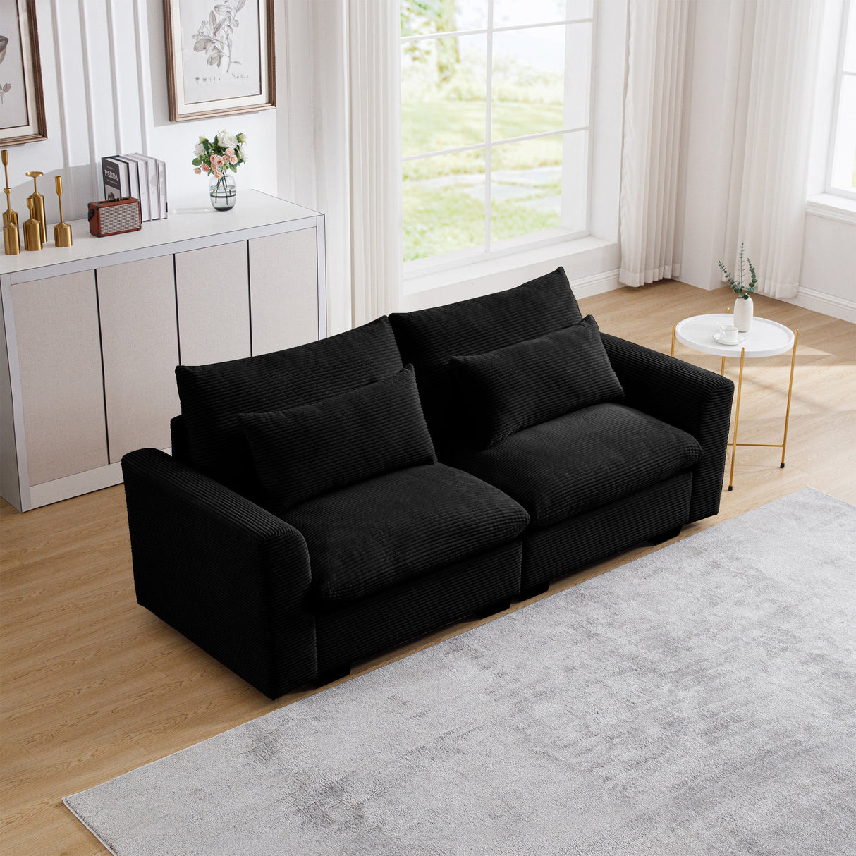 Modern 2 Seater Corduroy Fabric Sofa