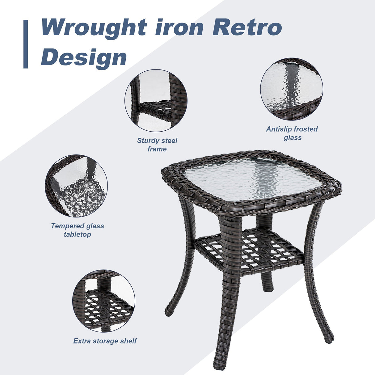 TL Two Swivel Chairs and Side Table Patio Set