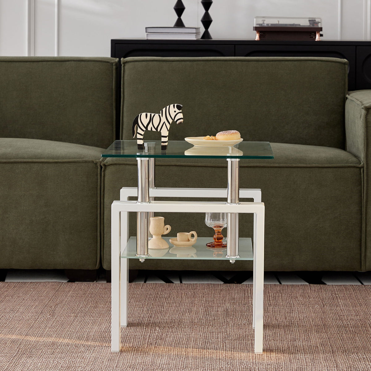 Tempered Glass Table With Storage