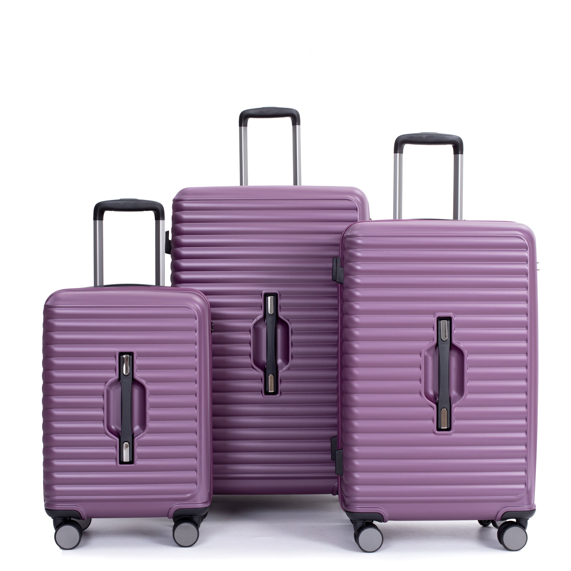 3-Piece-Luggage-Sets--Lightweight-Suitcase-with-Two-Hooks,-360°-Double-Spinner-Wheels,-TSA-Lock,-(21/25/29)-Dark-Purple-Travel