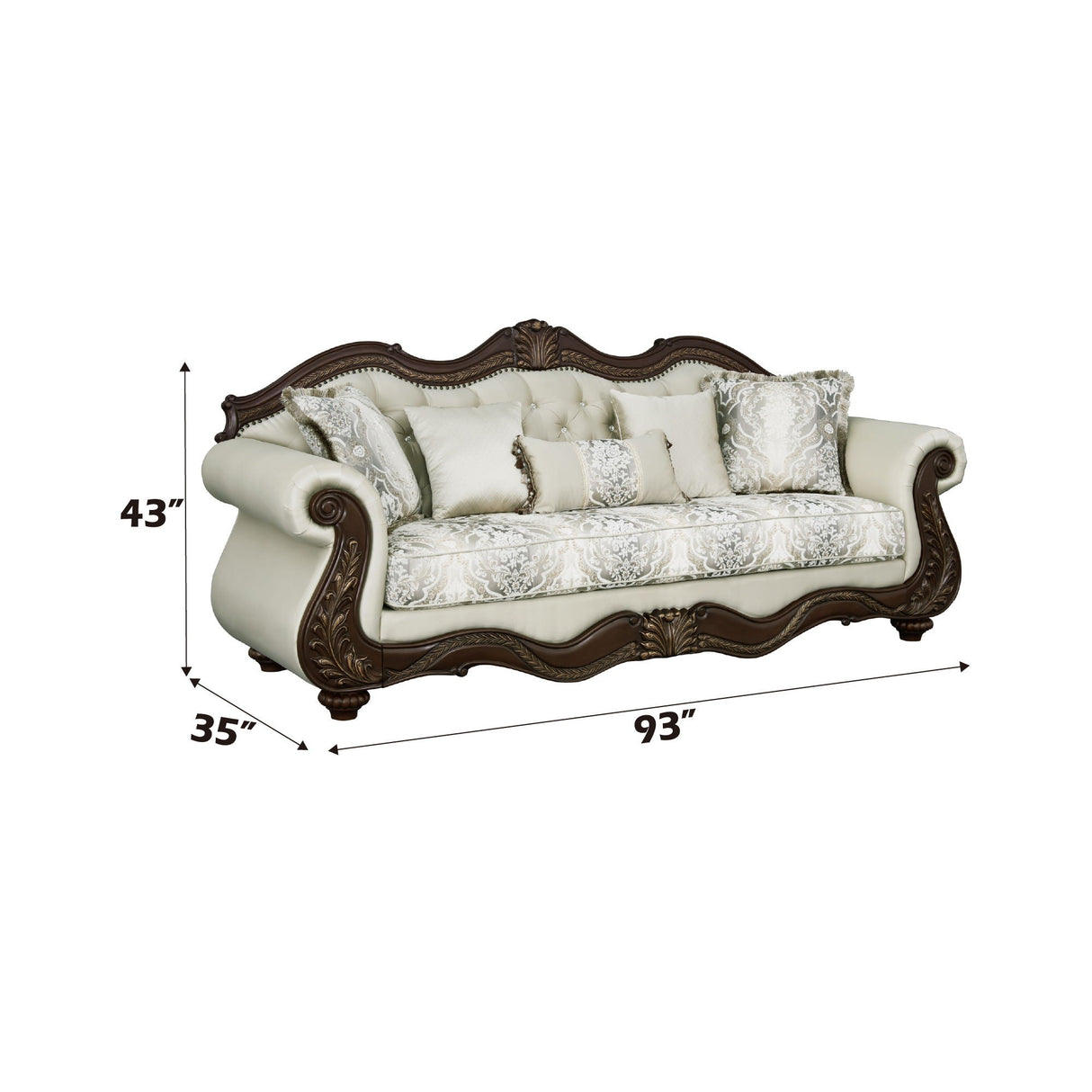 Pierce Sofa with 5 Pillows - Beige / Cherry