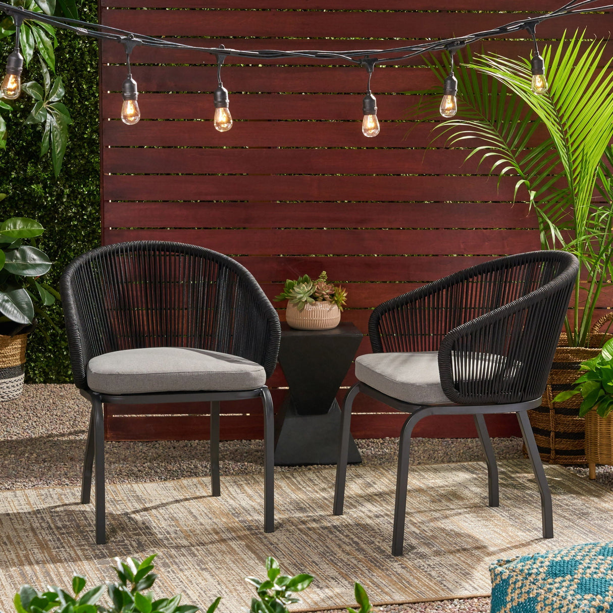 Outdoor Wicker Chair With Powder Coated Iron Legs