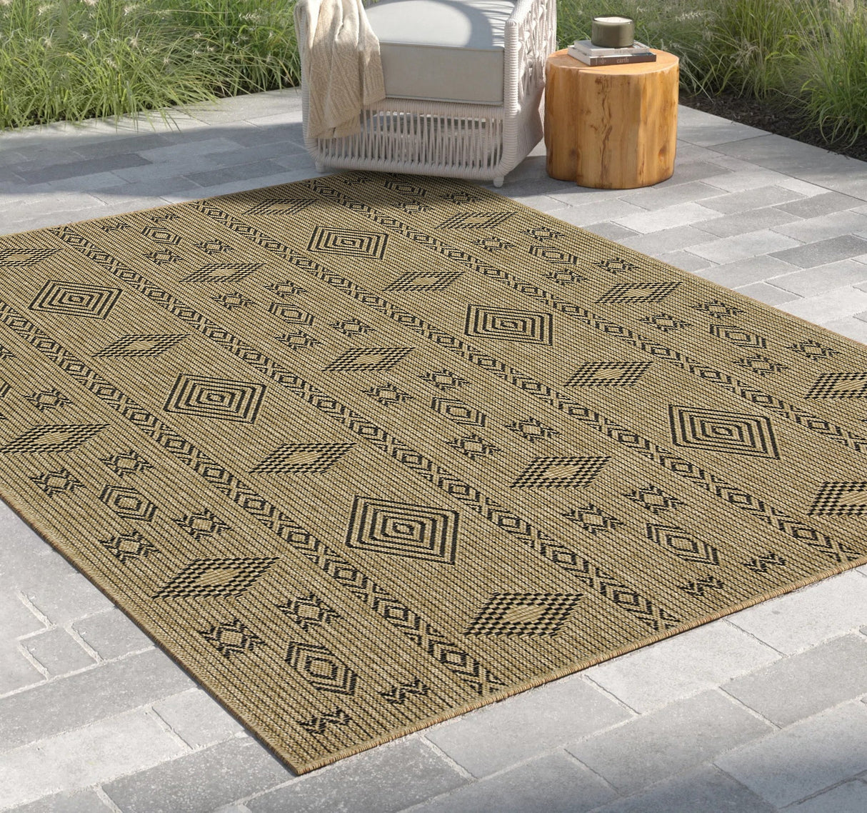 Earth GC_NTL1001 Jute/Black Indoor/Outdoor Area Rug