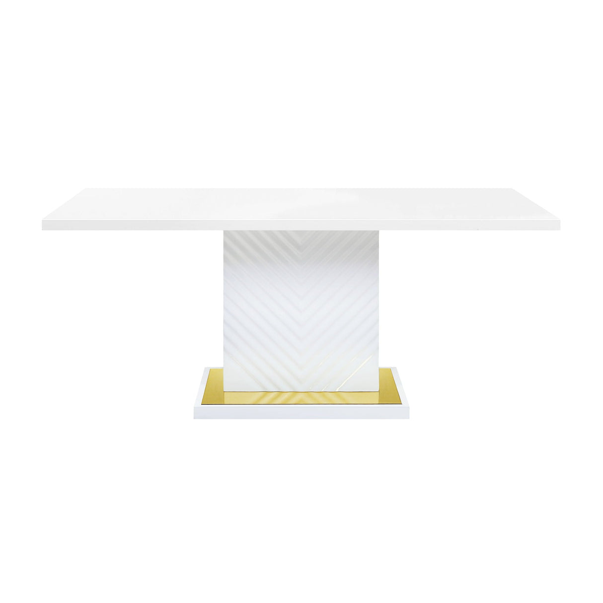 Gaines High Gloss Dining Table With Pedestal Base