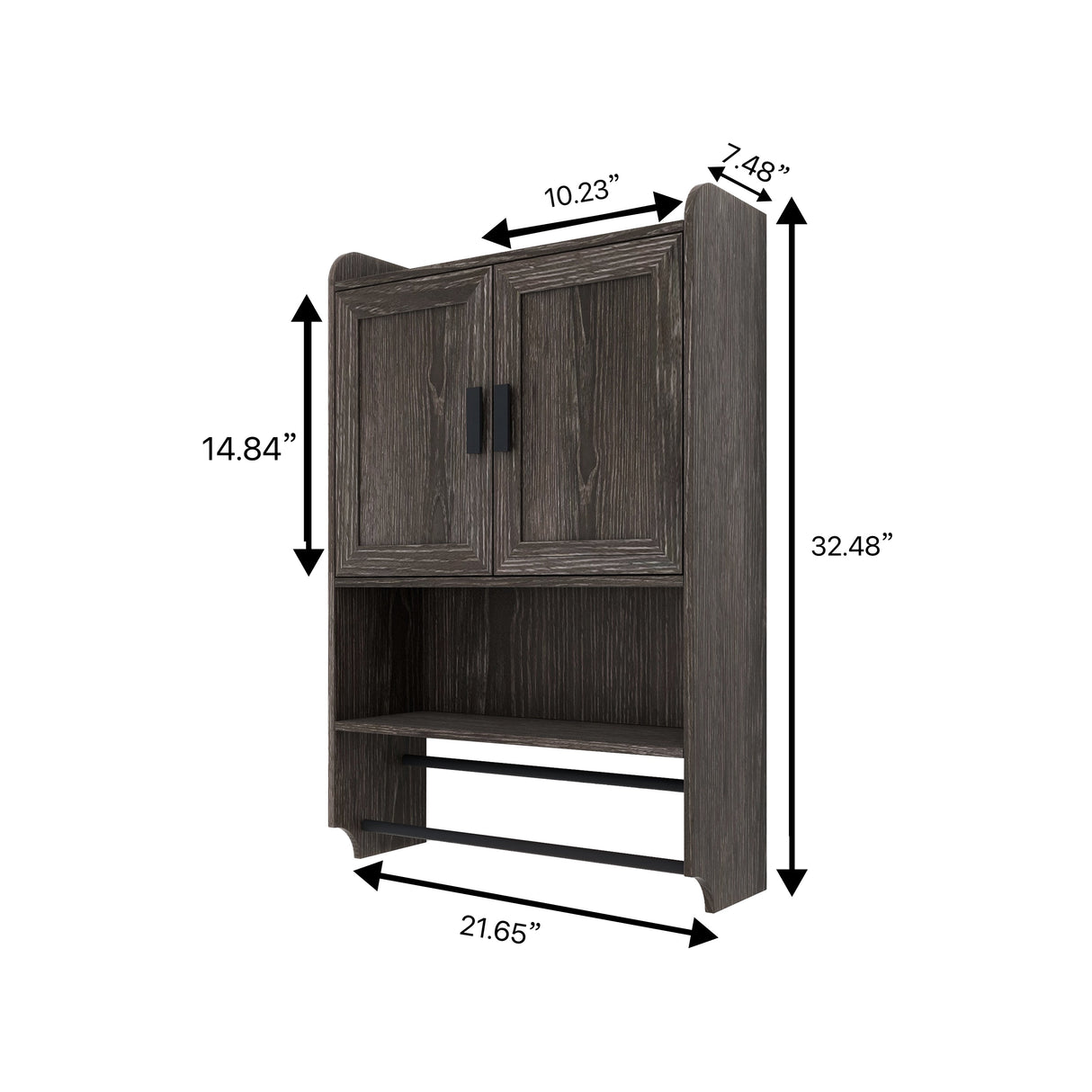 Bathroom Wall Cabinet with Doors, Adjustable Shelf, Towel Bar and Paper Holder