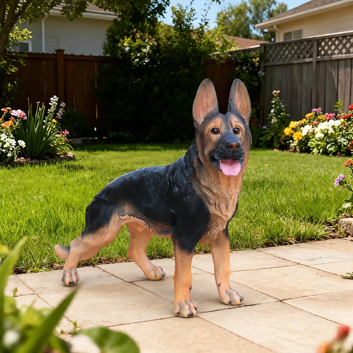 Outdoor German Shepherd Dog Statue Greeter Garden Decor