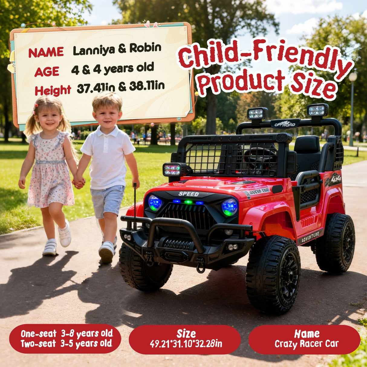 24V Two-Seater Kids Ride-On Electric Truck with Parental Control
