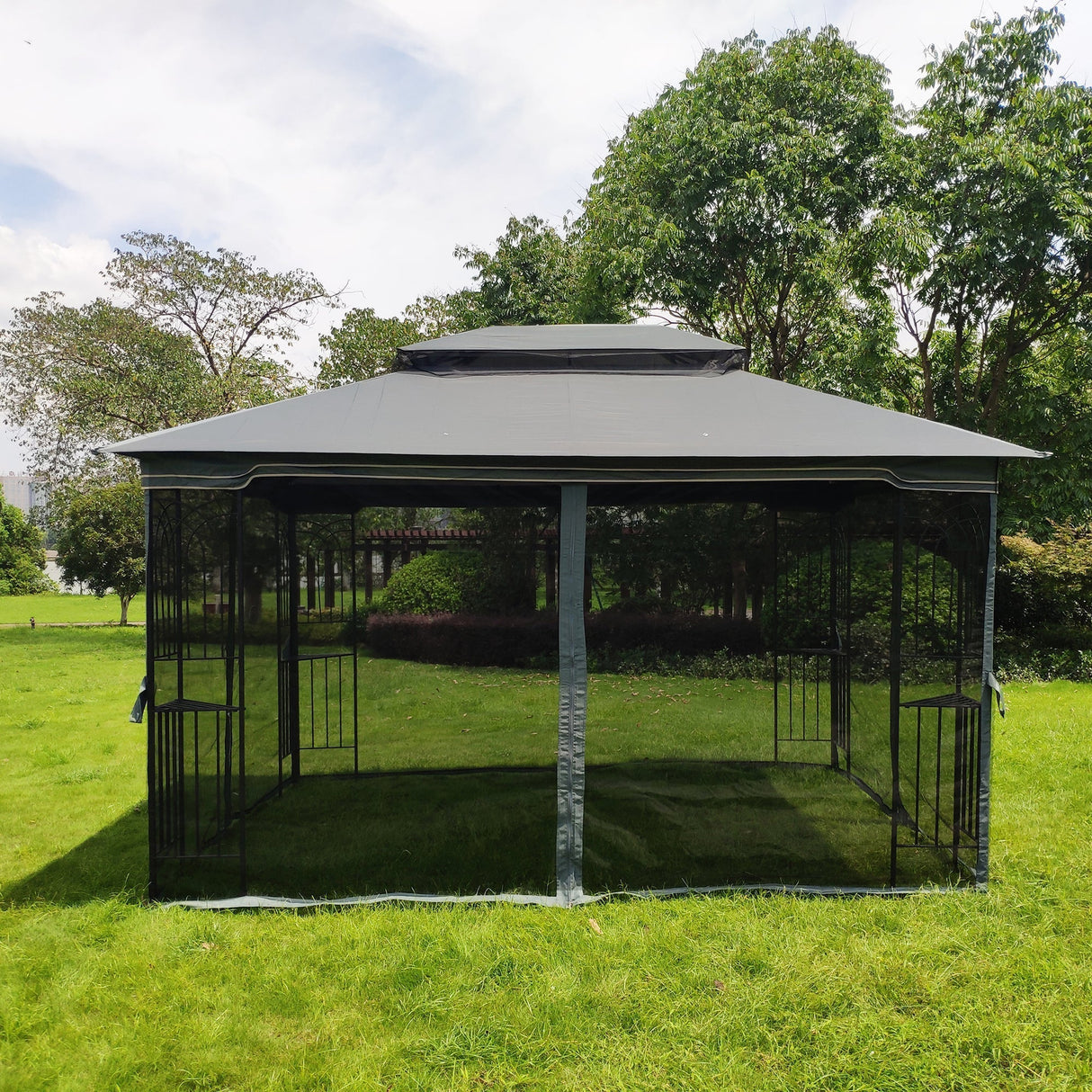 13x10 Outdoor Patio Gazebo Canopy Tent with Ventilated Double Roof and Mosquito Net