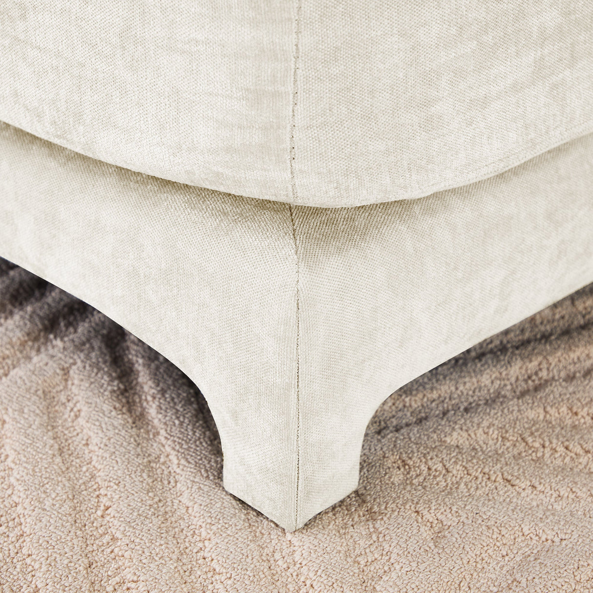 Elegant Four-Seater Sofa with Movable Ottoman and Lumbar PillowBeige