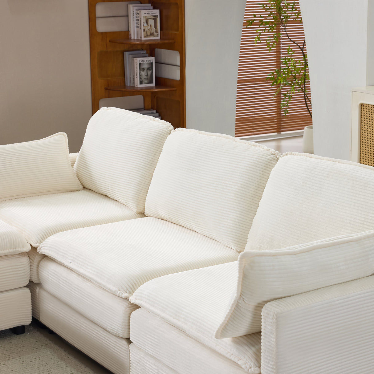 104" Plush Cloud 3 Seater Sofa: Modular Design with Ottoman