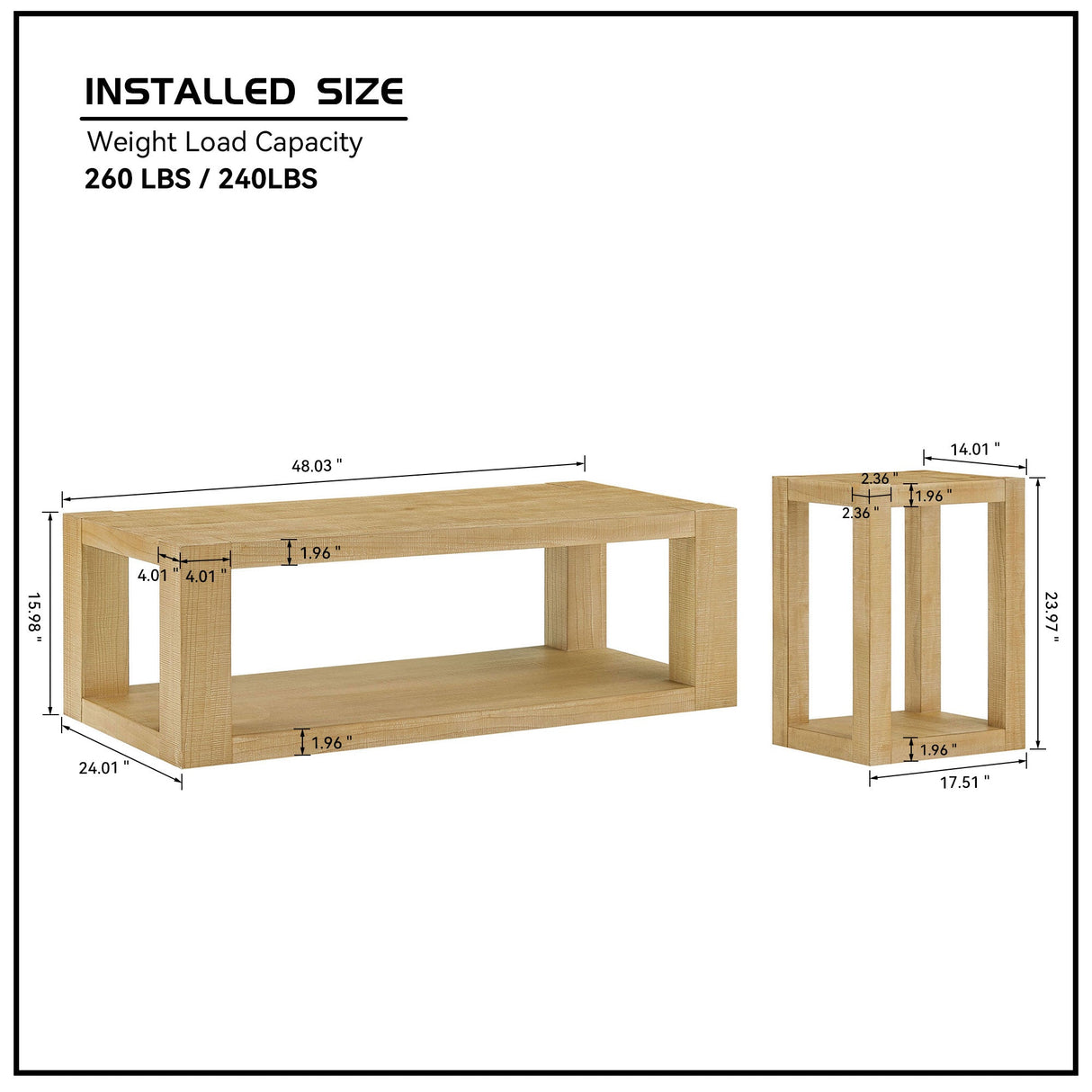 2-Piece Modern Rectangle Coffee Table Set