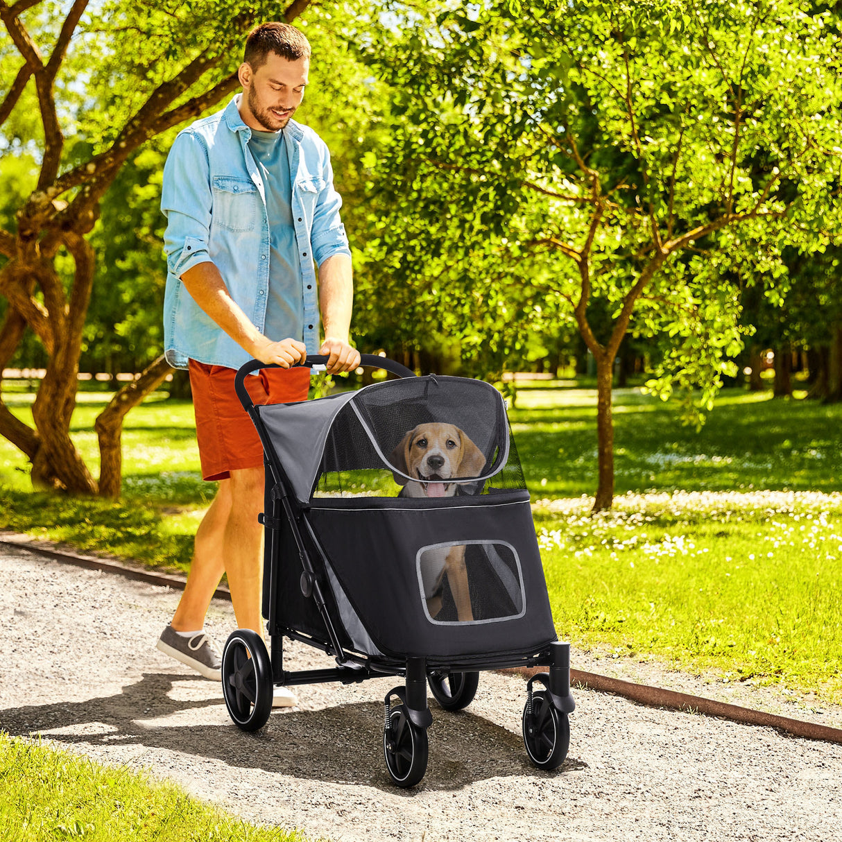 PawHut-One-Click-Foldable-Doggy-Stroller-for-Medium-Large-Dogs-and-Cats-Pet-Stroller