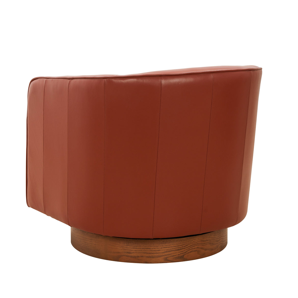 Tessa Caramel Top Grain Leather Swivel Chair with Wood Base
