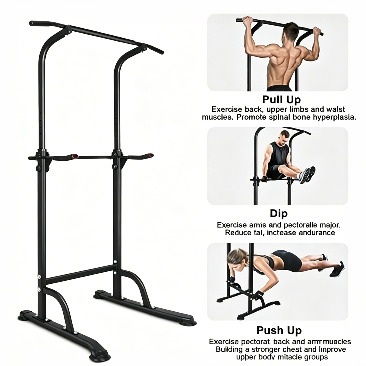 Sport Power Tower Workout Dip Station Pull Up Bar