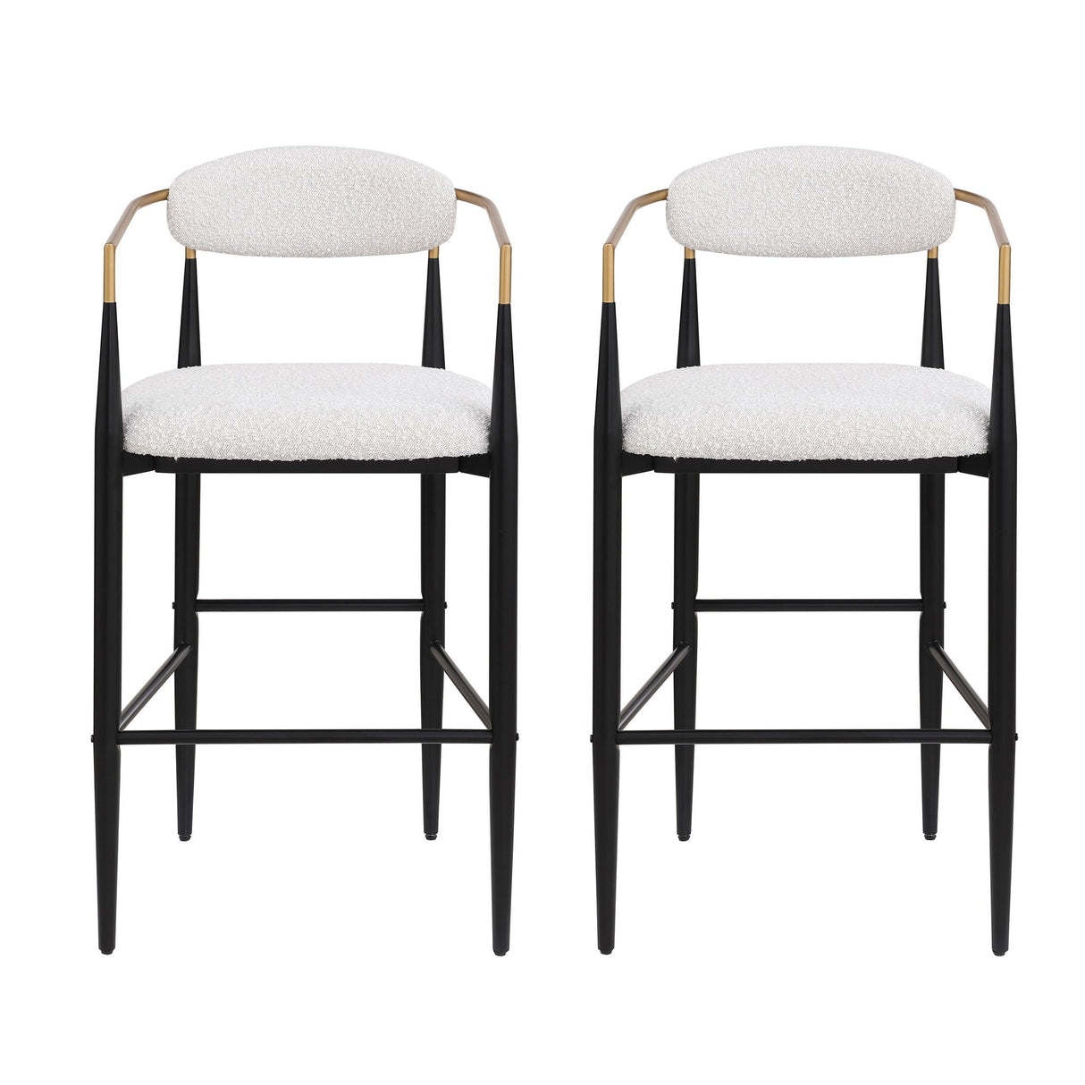 Upholstered Bar Stools With Backs For Kitchen Island (Set of 2) - Beige