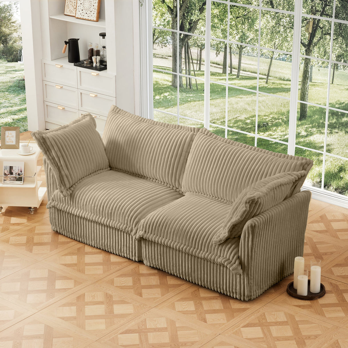 Modern Slipcovered 2-Seat Sofa Couches for Living Room