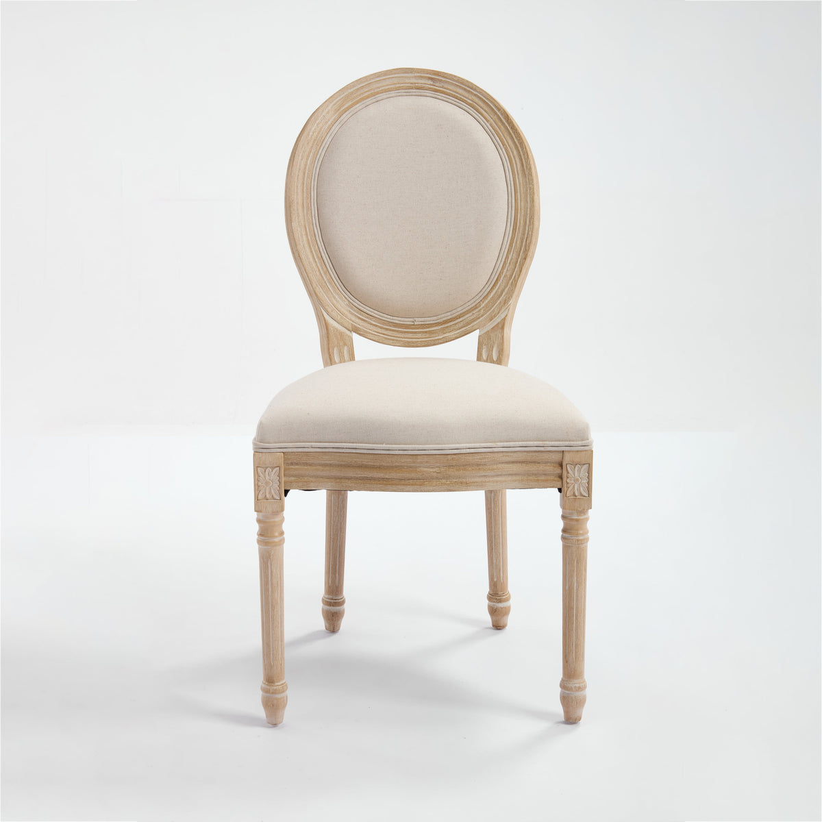 French Country Dining Chairs Set of 2 with Upholstered Round Back