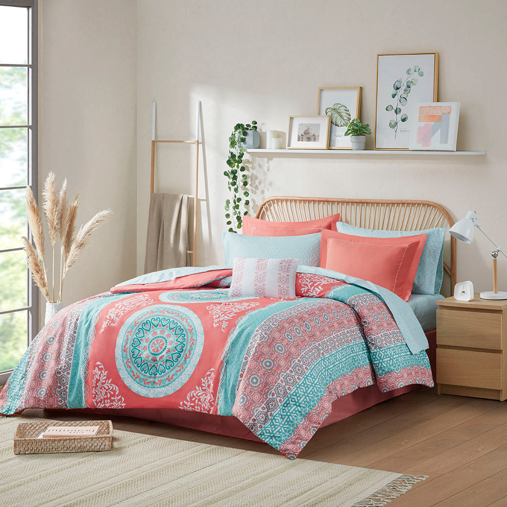 Twin Boho Comforter Set with Bed Sheets