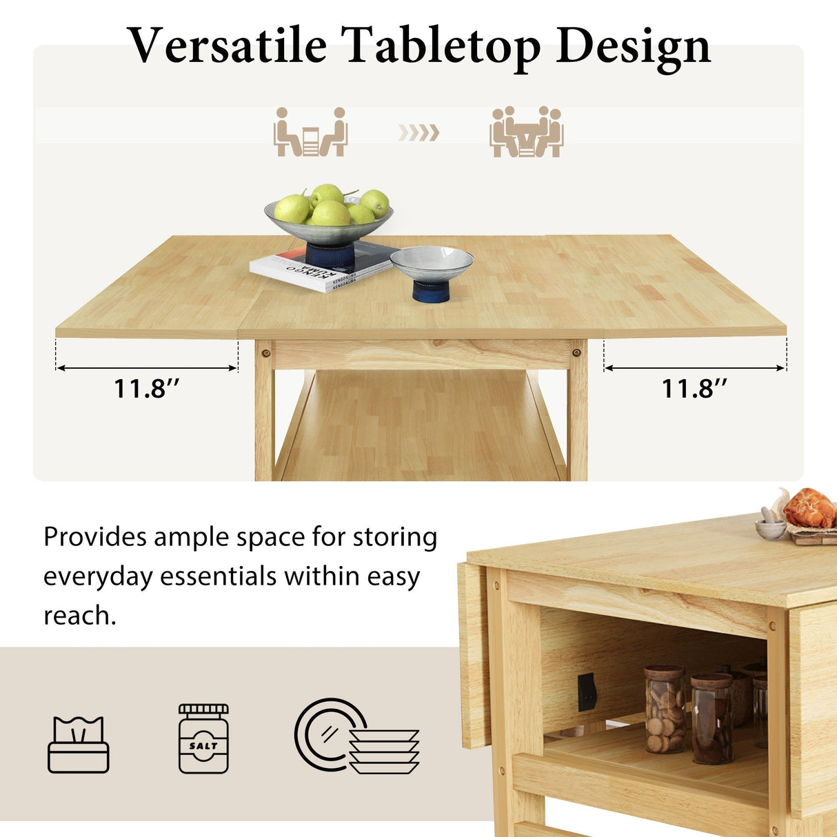 TOPMAX Modern 5-Piece Extendable Wood Dining Table Set