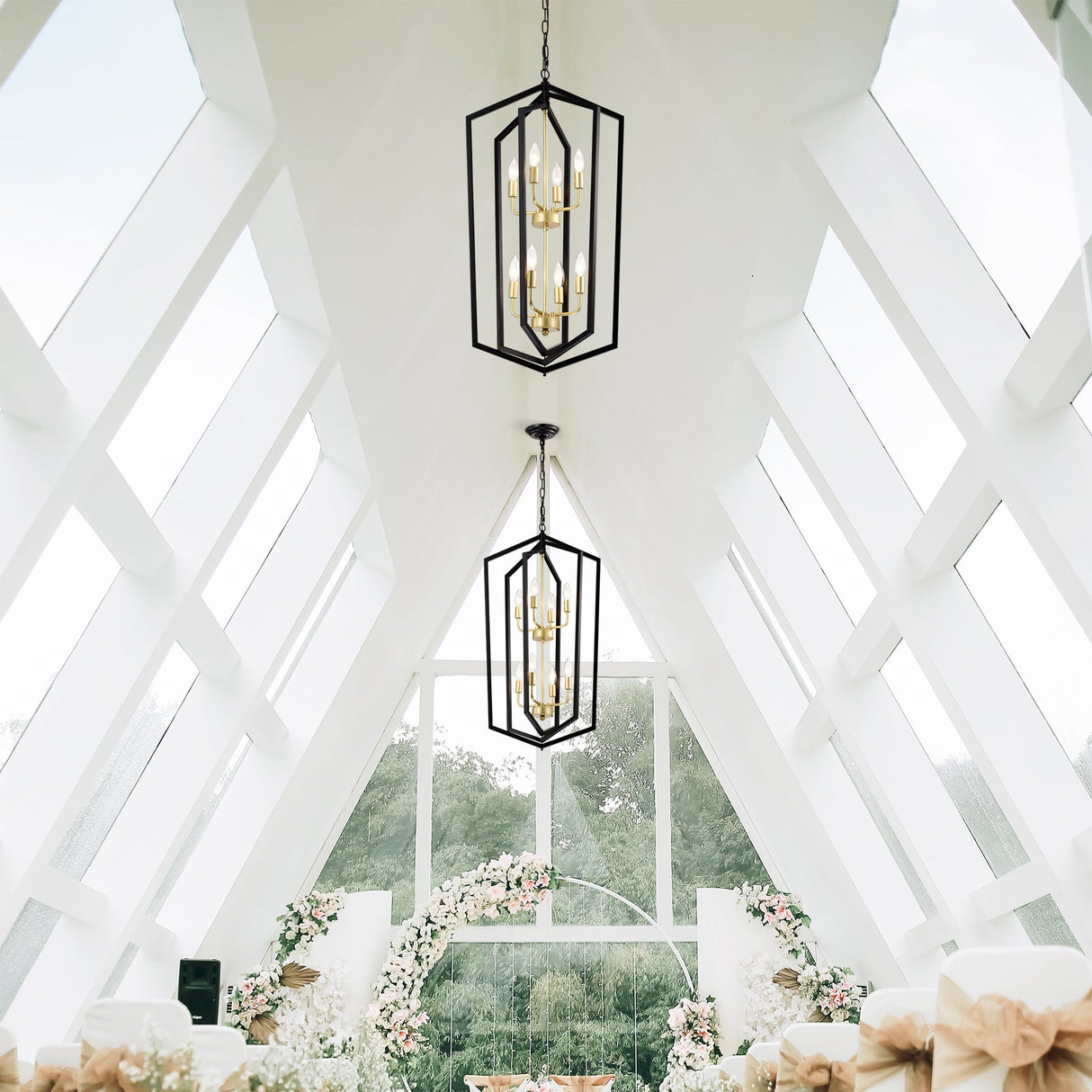 8-Light Lantern Tired Farmhouse Ceiling Hanging Light
