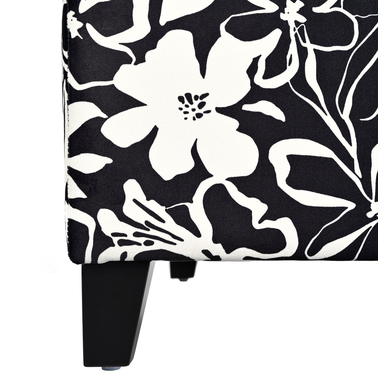 Luxury Storage Ottoman with Floral Patterned Fabric