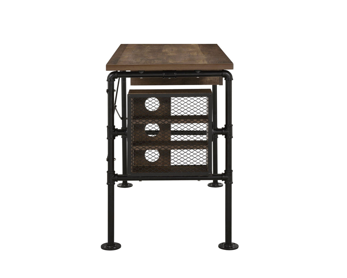 Endang Writing Desk - Weathered Oak / Black