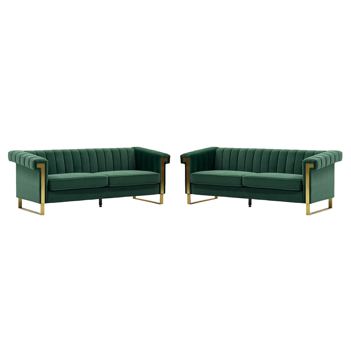 Emerald Green Velvet 2 Piece Sofa Set