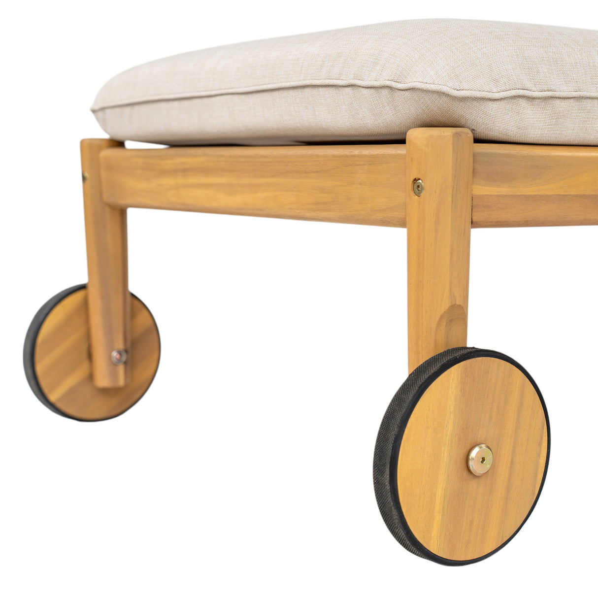 Riviera Outdoor Chaise Lounge with Wheels, Acacia Wood Frame (Set of 2)