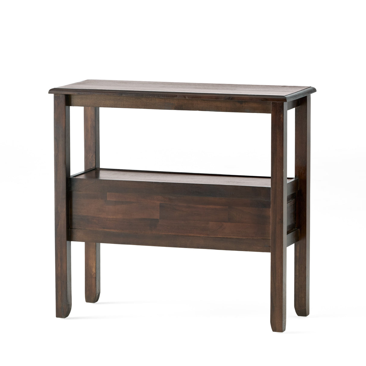 End Table in Brown Acacia Wood with Drawers