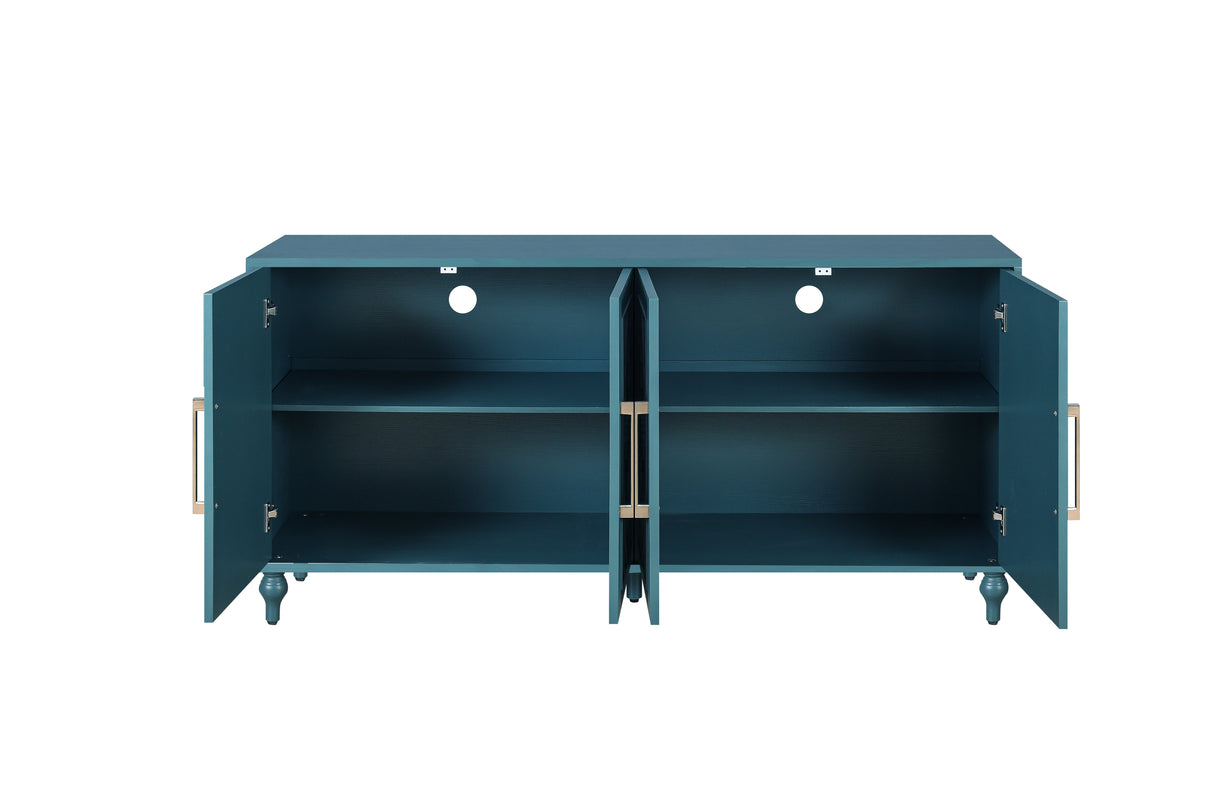 63'' Large Carved Flower Doors Storage Cabinet