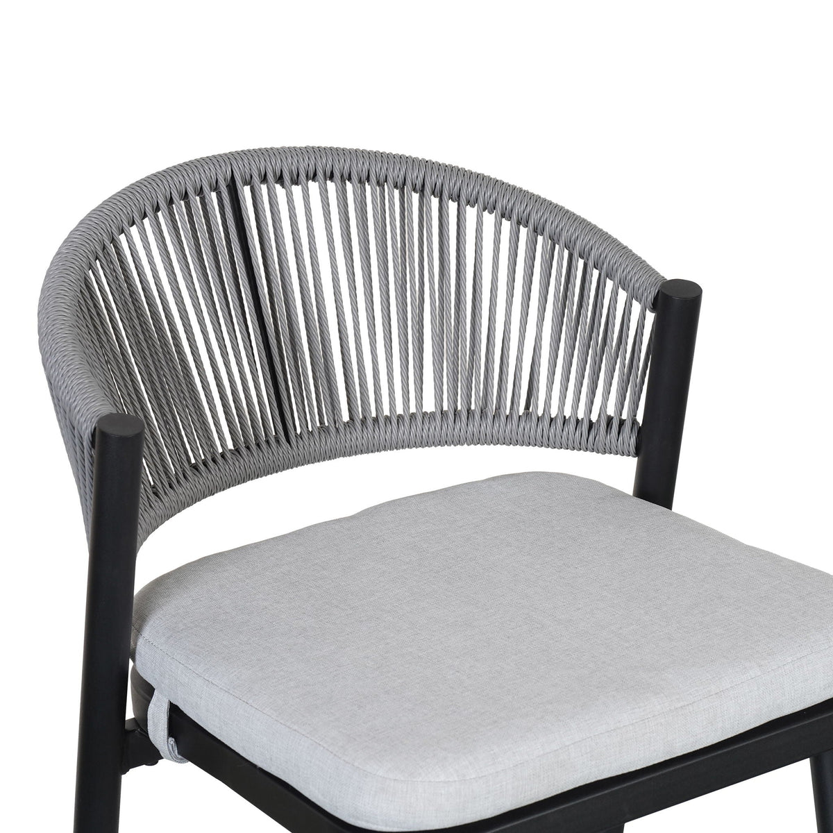 Outdoor Bar Height Metal Frame Counter Stools With Scallop Shaped Backrest & Water Resistant Cushions