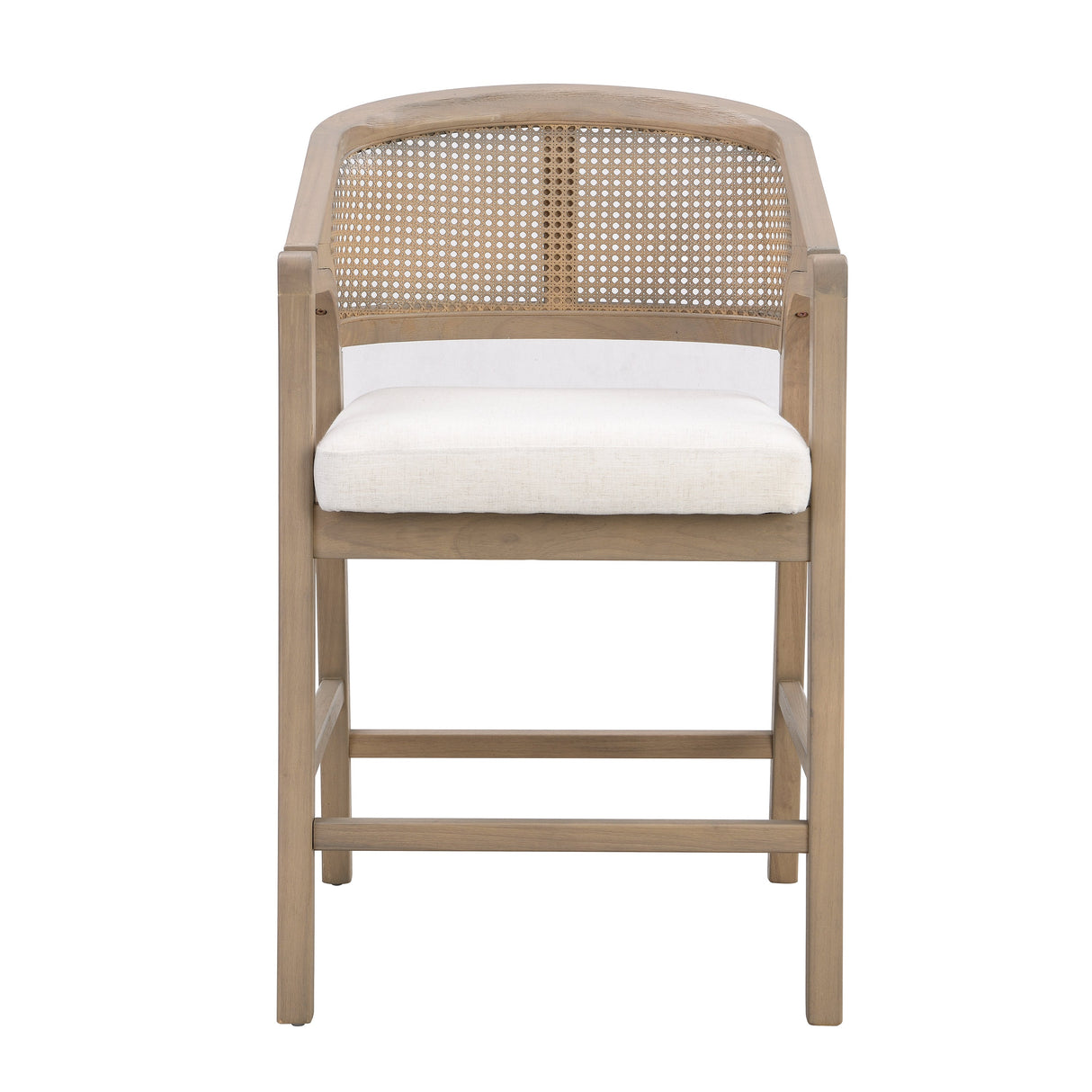 Wooden Frame Counter Stool with Rattan Back, Set of 2