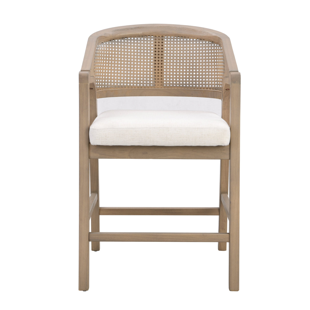 Wooden Frame Counter Stool With Rattan Back - Set of 2