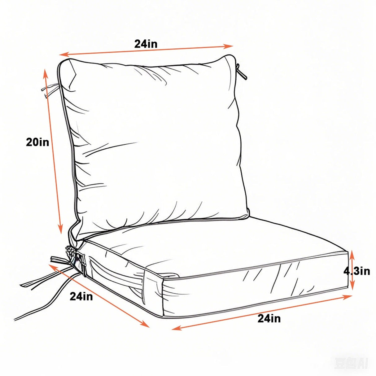 24x24 Inch Outdoor Deep Seat Cushion Set
